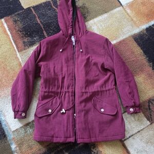 Larry Levine Burgundy Hooded Jacket